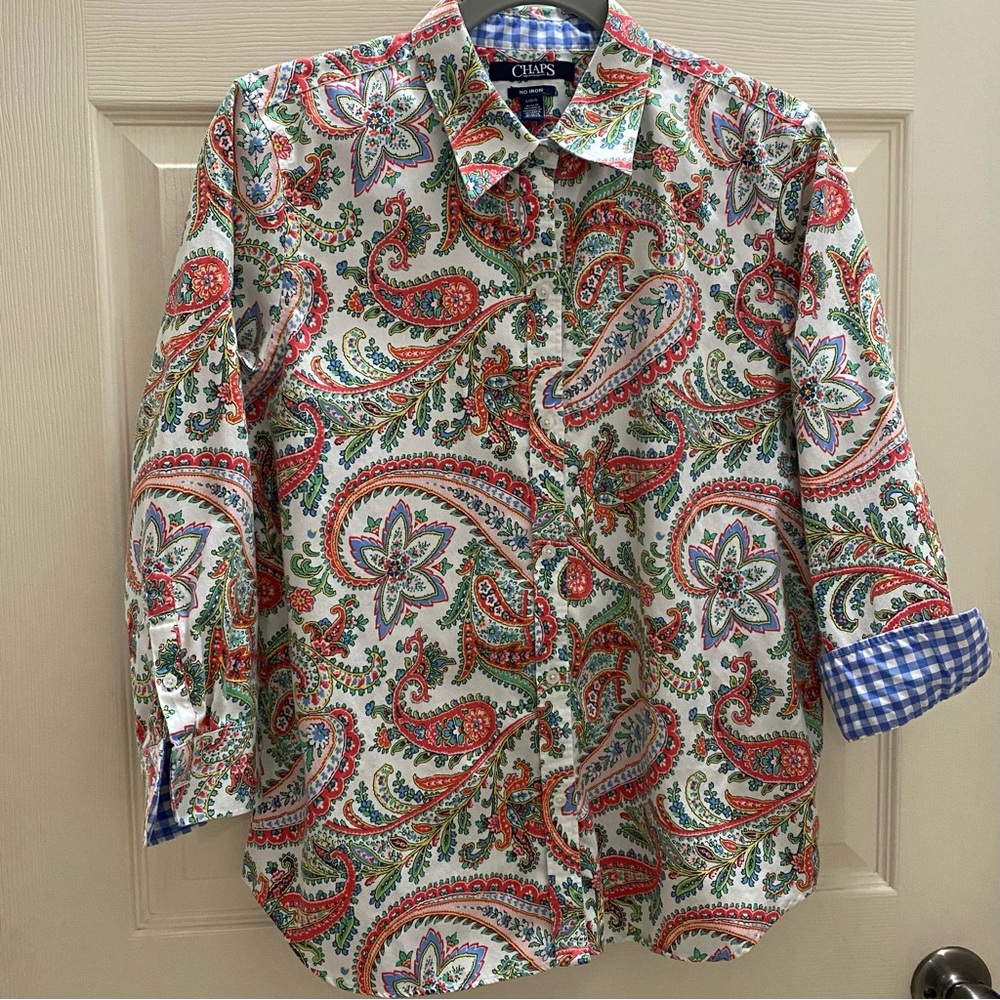 Chaps Multicolor Paisley Women’s no-iron Shirt, size L